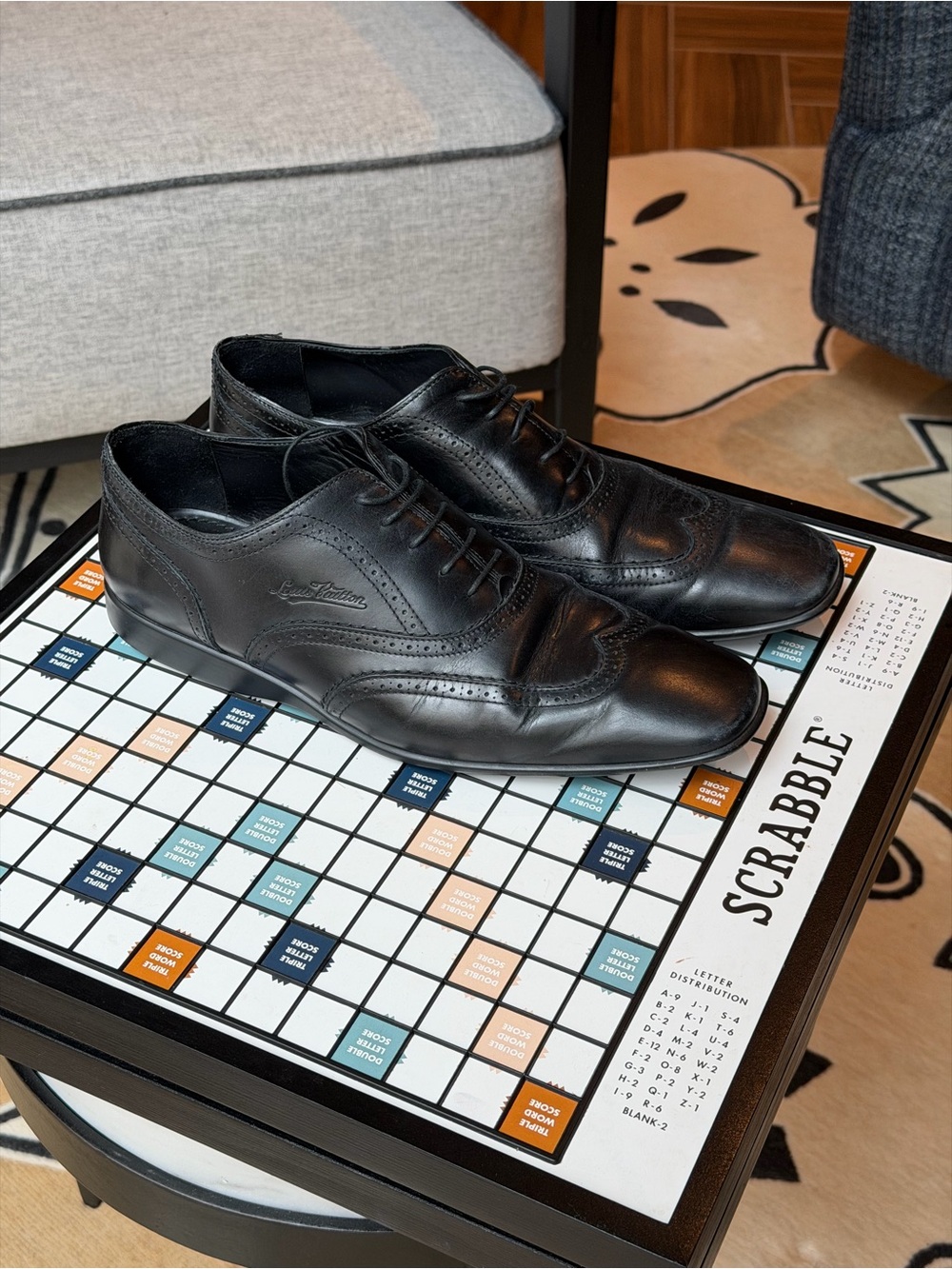 Louis Vuitton Black Leather Wingtip Derby Shoes